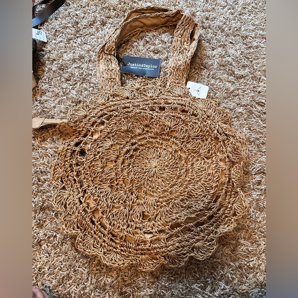 Justin&Taylor Brunch Time Straw Rattan Handbag- NWT